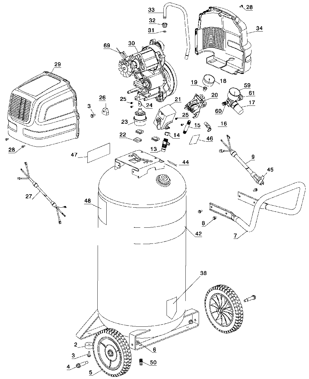 Exploded Diagram B Diagram and Parts List for 919-16762-C Type 1 Black and Decker Compressor